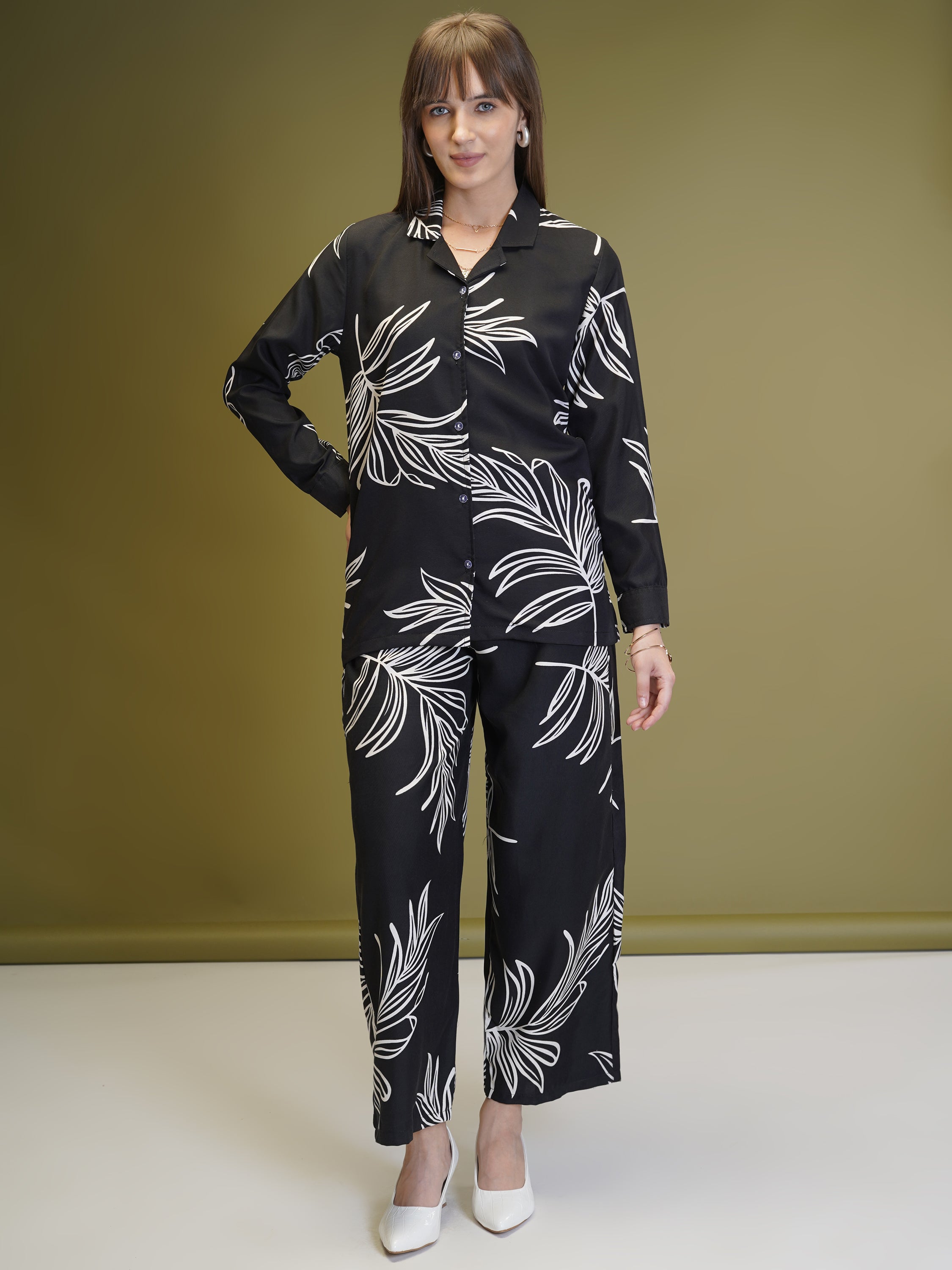 Cotton Rayon blackprinted Ready To wear Co-Ords Set