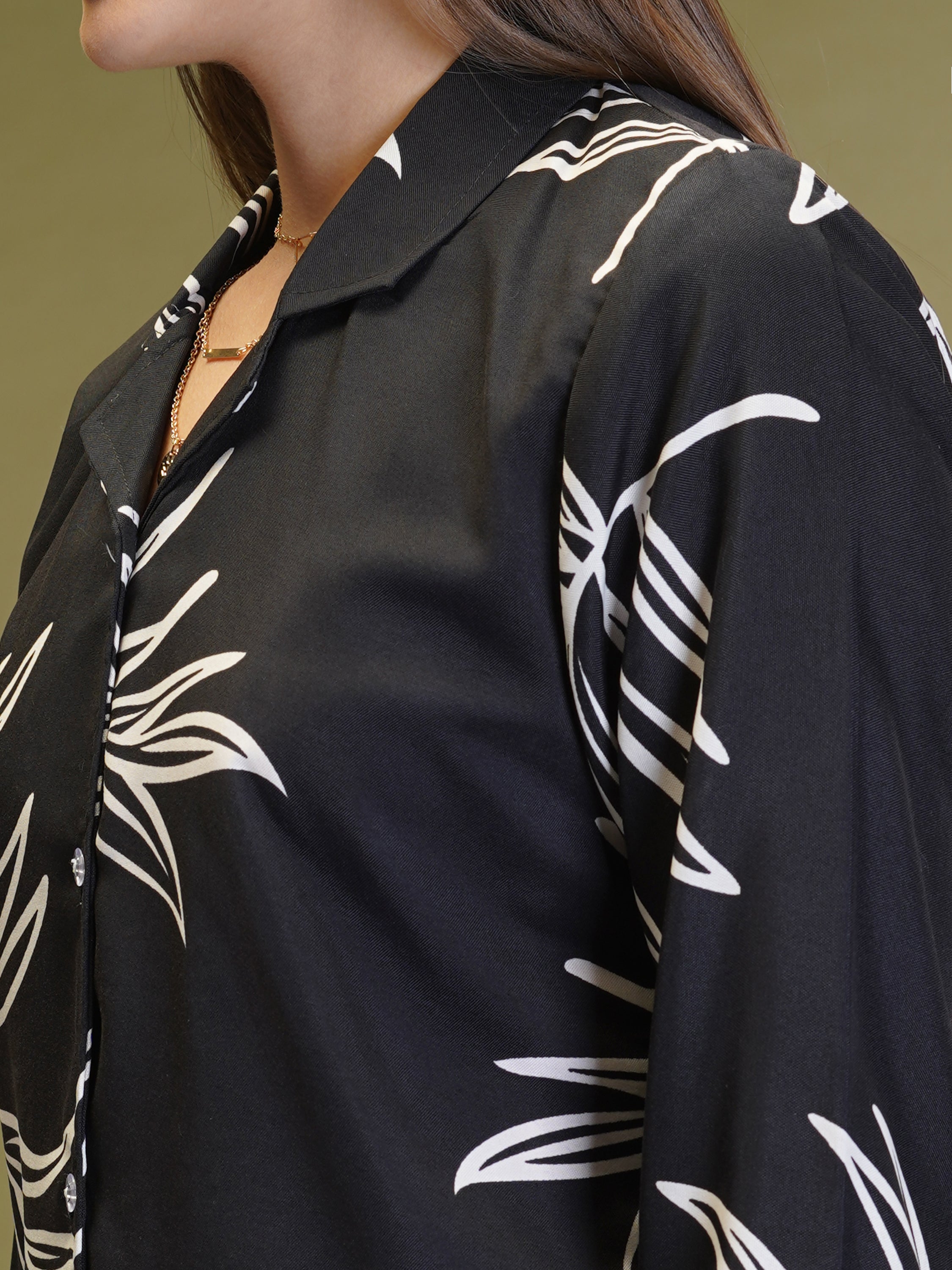 Cotton Rayon blackprinted Ready To wear Co-Ords Set
