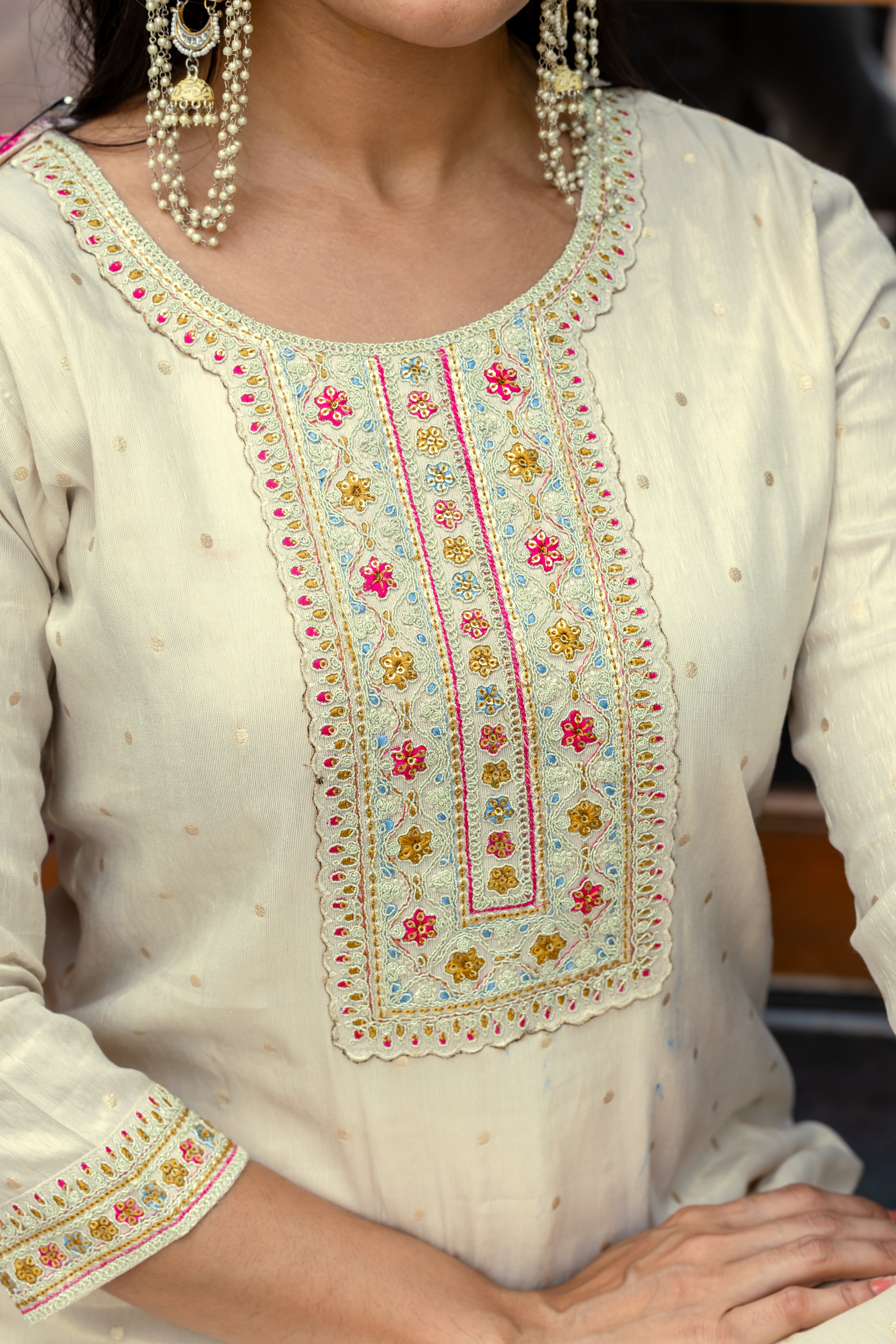 Embroidery sequence with Coding Work kurti set