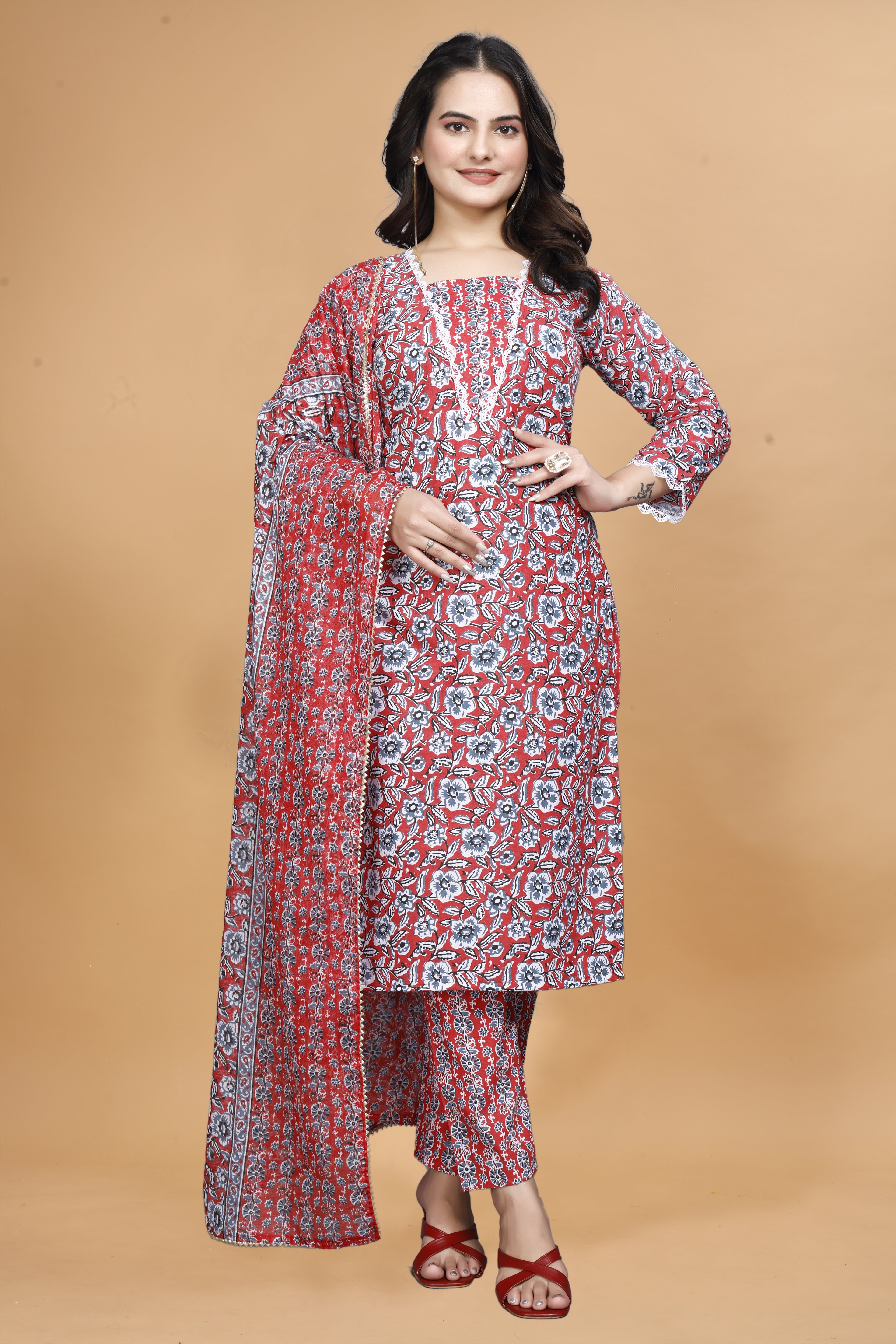 Cotton one pocket Kurti set