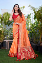 Pure Khicha Silk Saare- Gold Zari Work - Wedding Special
