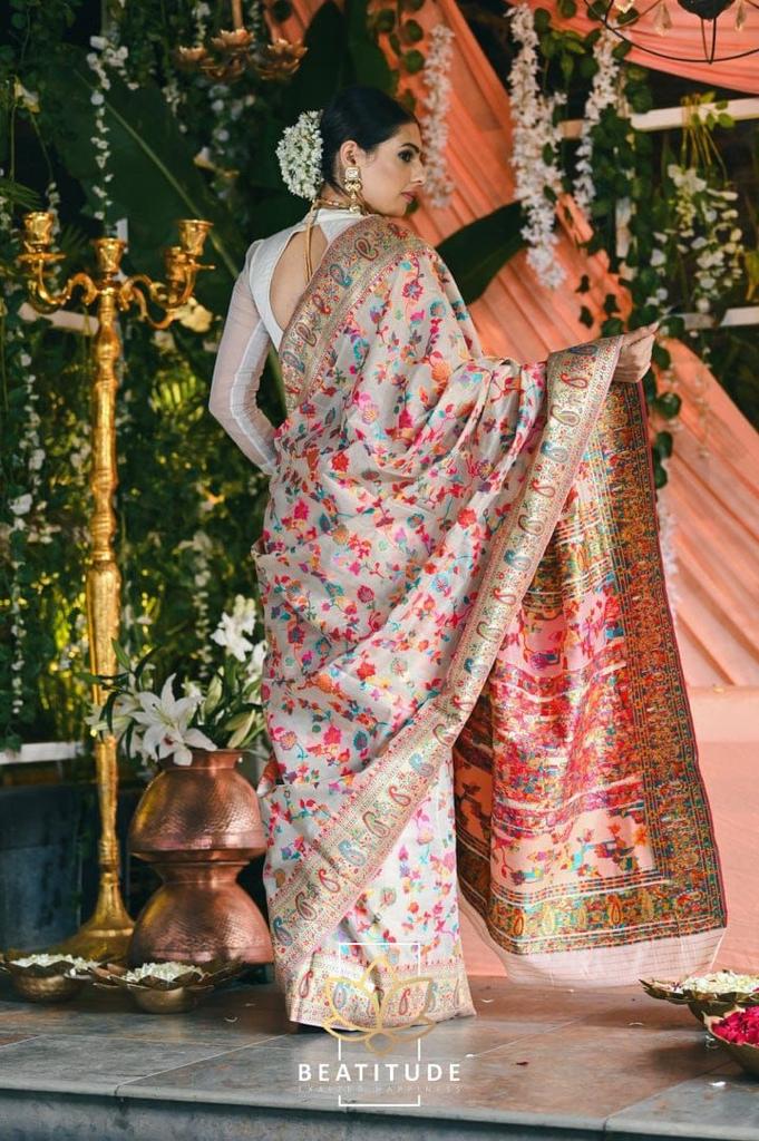 Wedding Special Saare-pethni White Saare